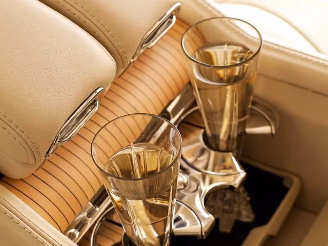 Champagne set in a Bentley cabin